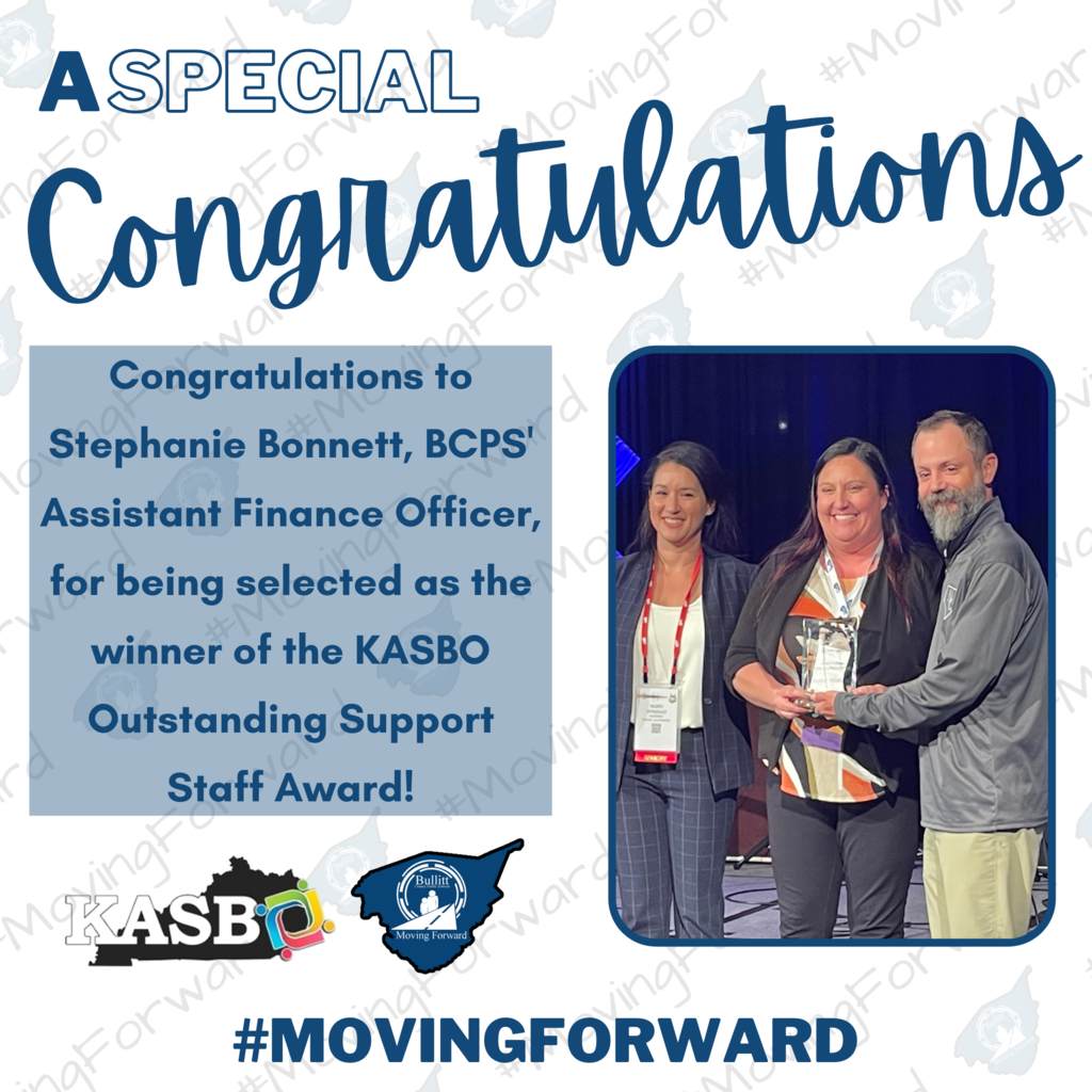 Congratulations to Stephanie Bonnett - KASBO Outstanding Support Staff Award