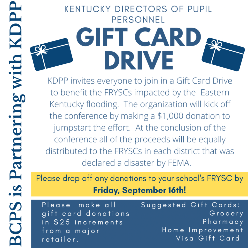 Gift Card Drive for Eastern KY Flood